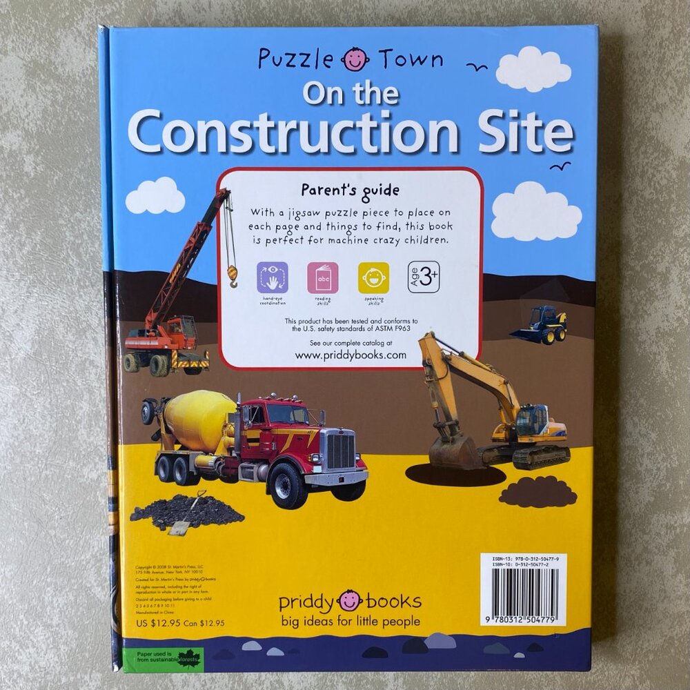 Puzzle Town "On the Construction Site" Book w/Puzzle Pieces - Picture 8 of 9